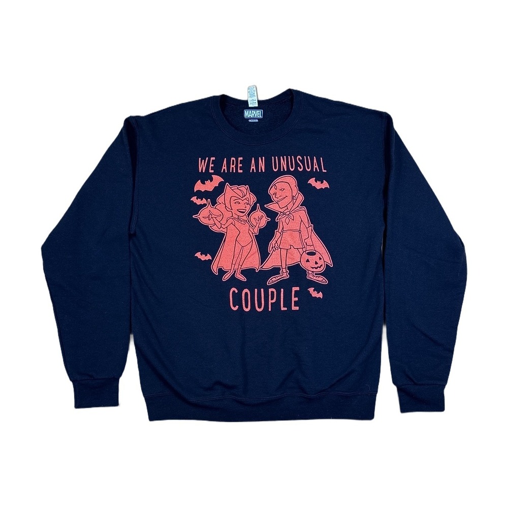 Marvel WandaVision Sweatshirt Men Medium Navy Blue Excellent Unusual Couple Bats